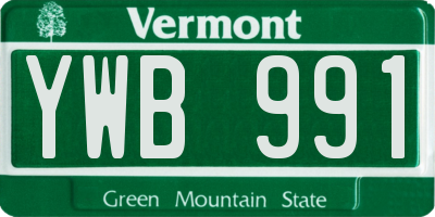 VT license plate YWB991