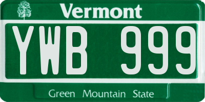 VT license plate YWB999