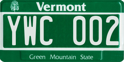 VT license plate YWC002