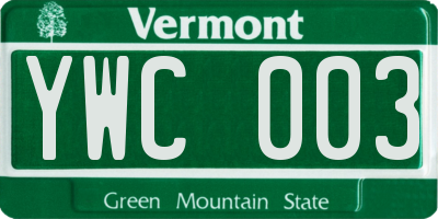 VT license plate YWC003
