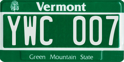 VT license plate YWC007