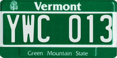 VT license plate YWC013