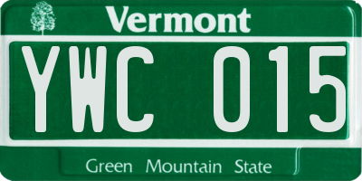 VT license plate YWC015