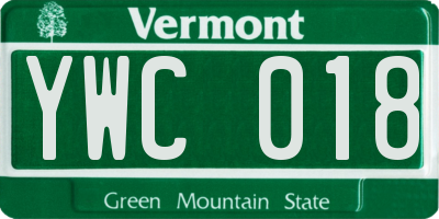 VT license plate YWC018