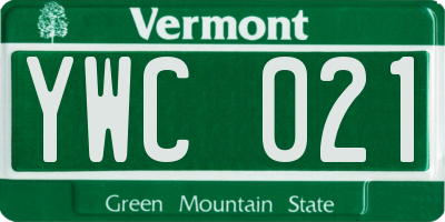 VT license plate YWC021