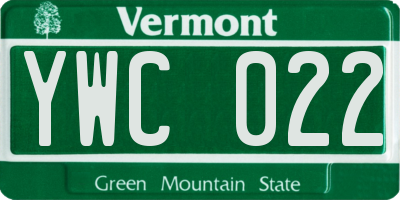 VT license plate YWC022