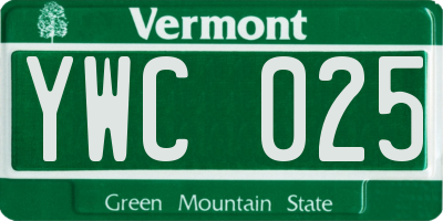 VT license plate YWC025