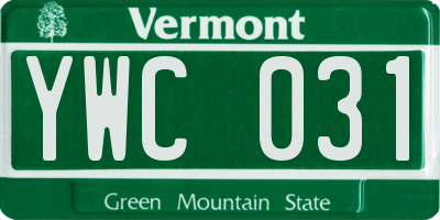 VT license plate YWC031
