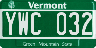VT license plate YWC032