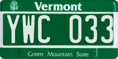 VT license plate YWC033