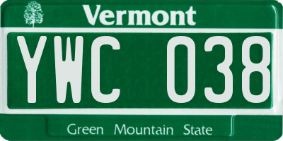 VT license plate YWC038