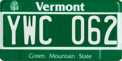 VT license plate YWC062