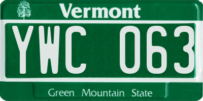 VT license plate YWC063
