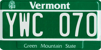 VT license plate YWC070