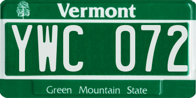 VT license plate YWC072