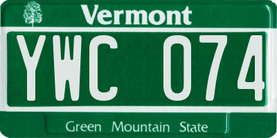 VT license plate YWC074