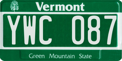 VT license plate YWC087