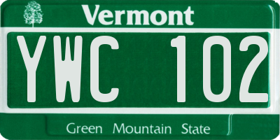 VT license plate YWC102