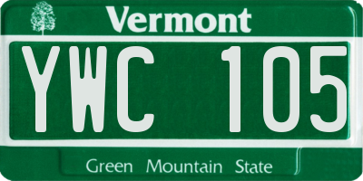 VT license plate YWC105