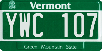 VT license plate YWC107