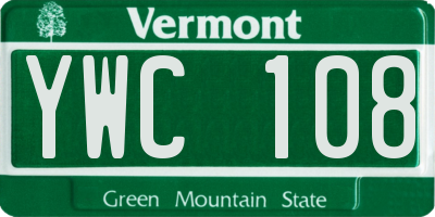 VT license plate YWC108