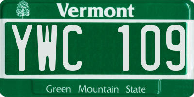 VT license plate YWC109