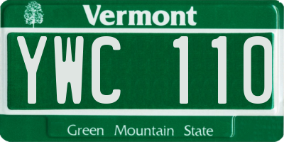 VT license plate YWC110