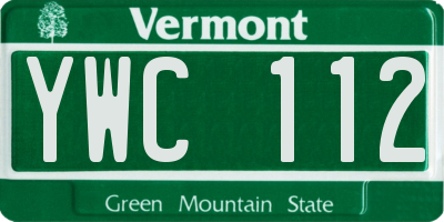 VT license plate YWC112