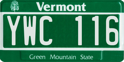 VT license plate YWC116
