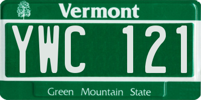VT license plate YWC121