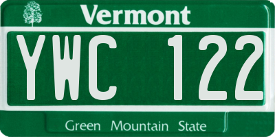 VT license plate YWC122