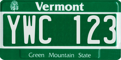 VT license plate YWC123