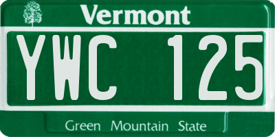 VT license plate YWC125