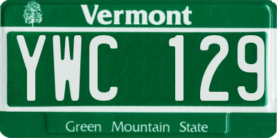 VT license plate YWC129