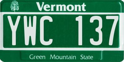 VT license plate YWC137
