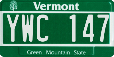 VT license plate YWC147