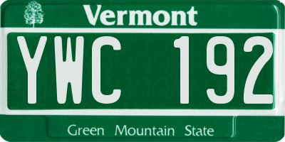 VT license plate YWC192