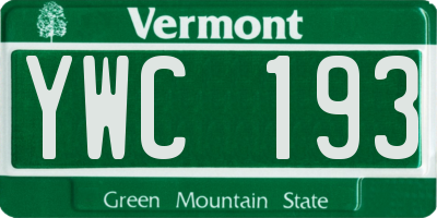 VT license plate YWC193