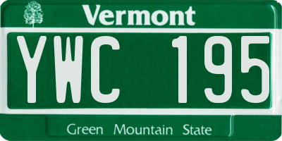 VT license plate YWC195