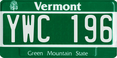 VT license plate YWC196