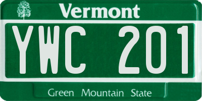 VT license plate YWC201