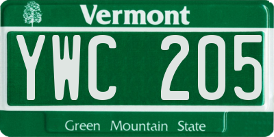 VT license plate YWC205