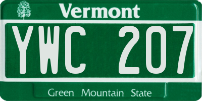 VT license plate YWC207