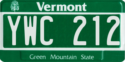 VT license plate YWC212