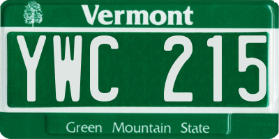 VT license plate YWC215