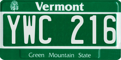 VT license plate YWC216