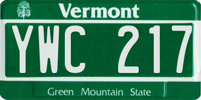VT license plate YWC217