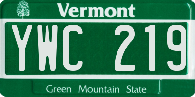 VT license plate YWC219