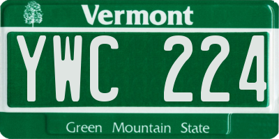 VT license plate YWC224