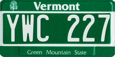 VT license plate YWC227